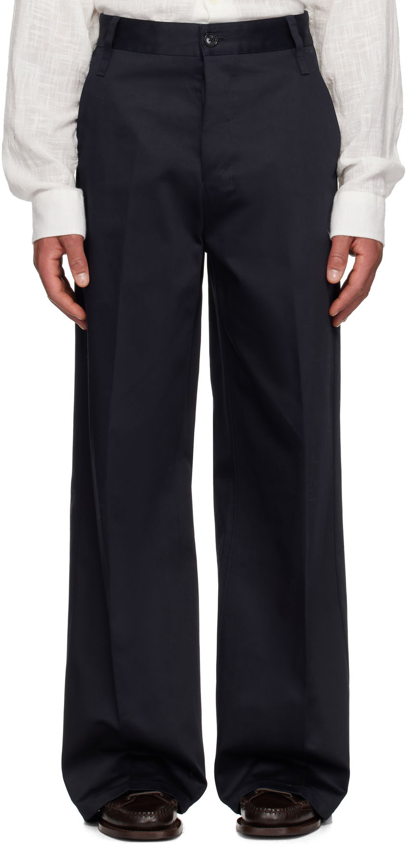 Штани AMI AMI Paris Baggy Fit Cotton Trousers темно-синій | HTR460.CO0103