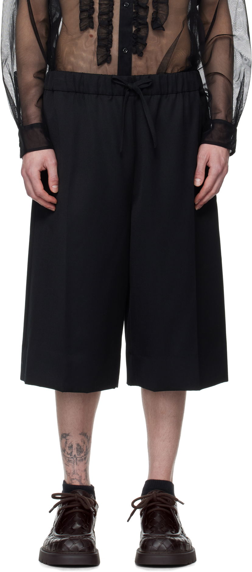 Шорти Simone Rocha Simone Rocha Wide Leg Long Shorts чорний | 4148D 1217