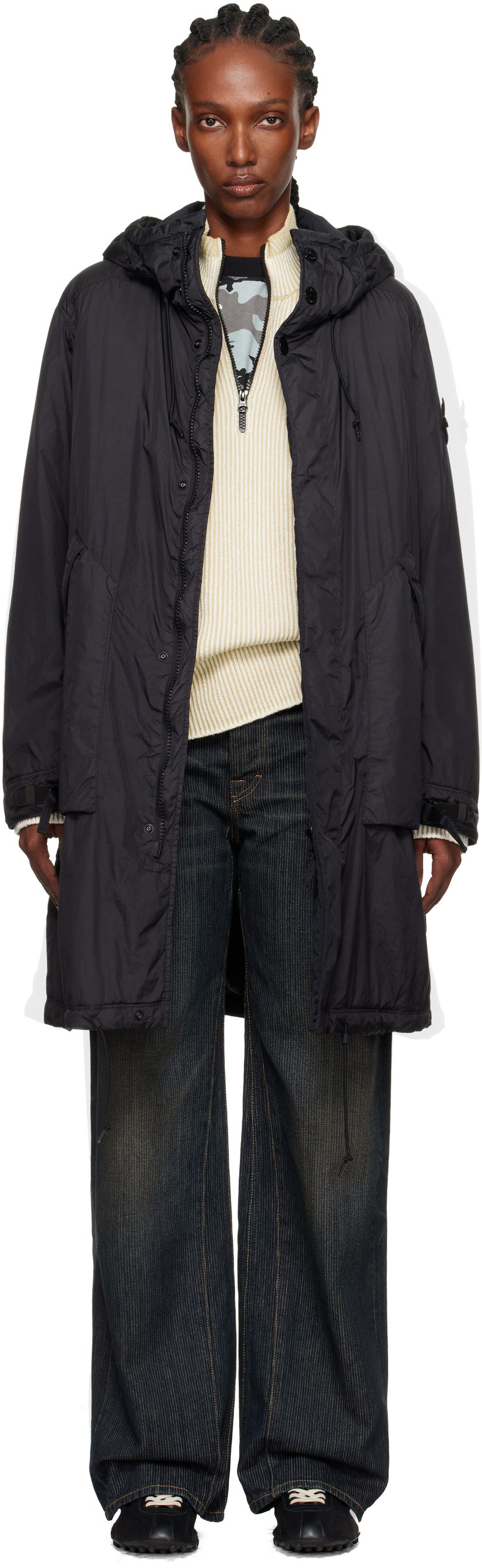 Пальто Stone Island Crinkled Reps NY Coat чорний | K2S15 7100003 S0A23