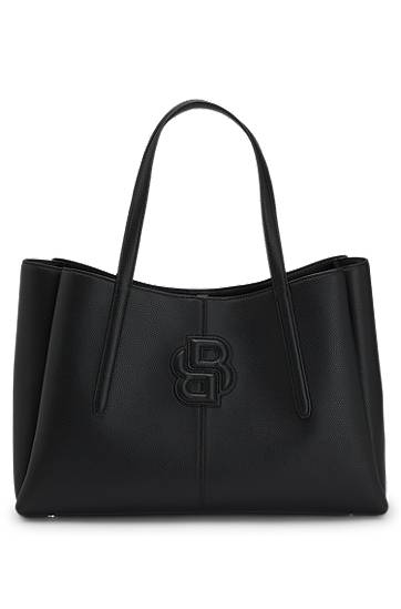 сумка-тоут BOSS Grained Faux-Leather Tote Bag with Double B Monogram чорний | 50535938