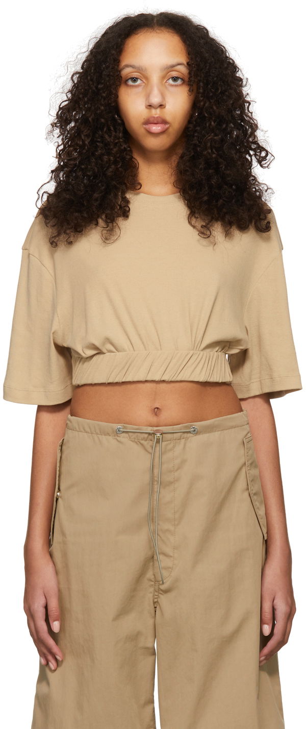 Кроп-топи Dion Lee Cotton Cropped T-Shirt бежевий | A3534S22