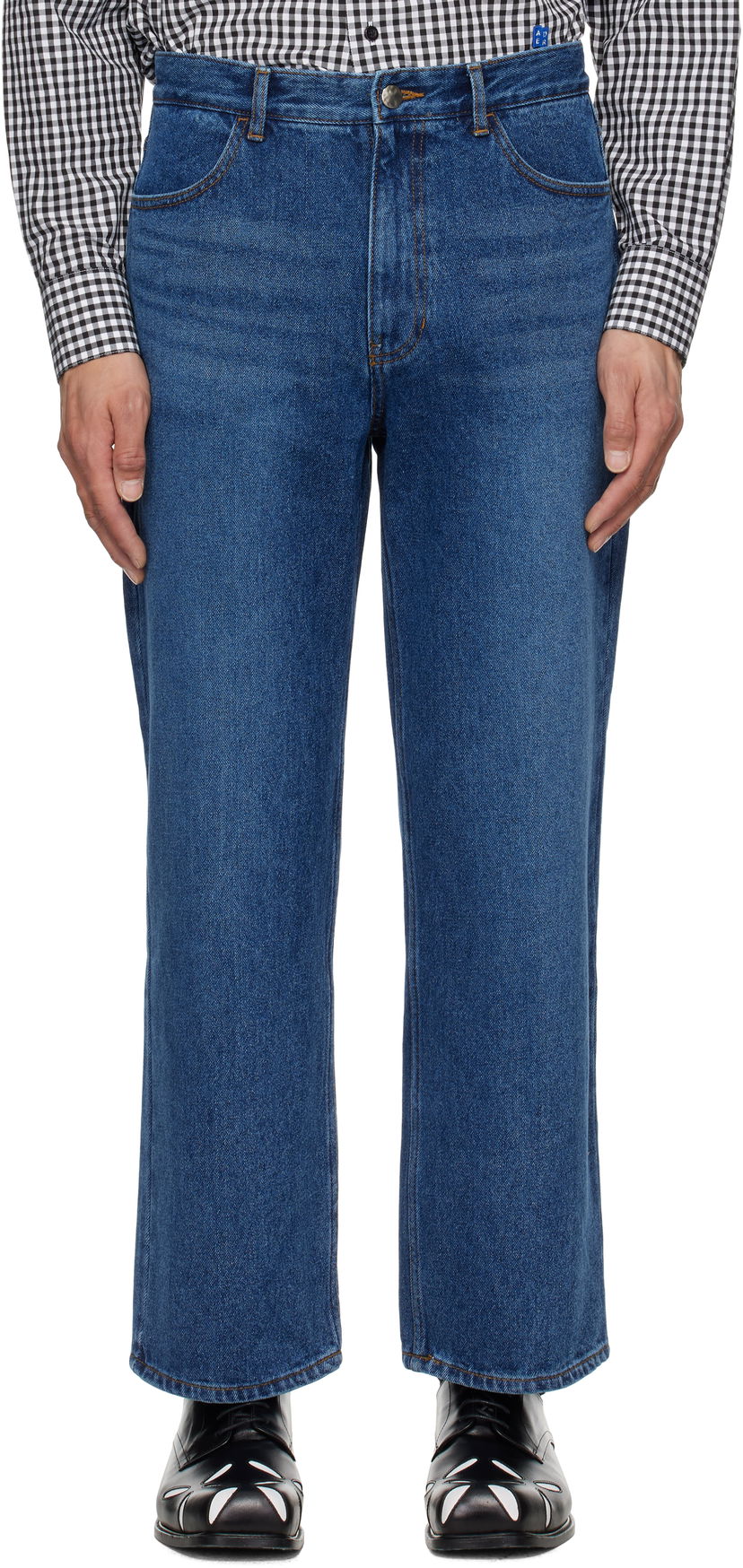 Джинси ADER ERROR ADER error Sig; TRS Tag 01 Wide-Leg Jeans Синій | BO42FYJE0101BL