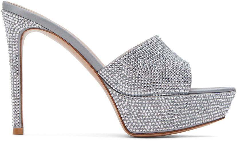 Кросівки та взуття Gianvito Rossi Gianvito Rossi Tracey Crystal Heeled Sandals Сірий | G16550.85RIC.RAS
