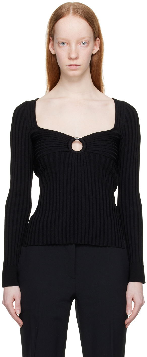 Cветр Stella McCartney Ribbed Ring Detail Top чорний | 6K02933S2375