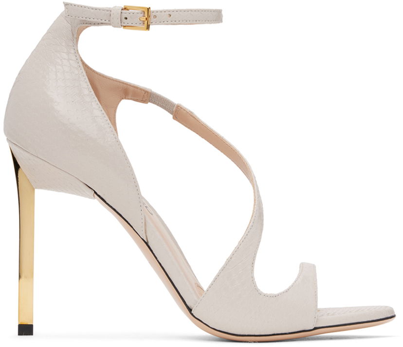 Кросівки та взуття Tom Ford Shiny Ayers Heeled Sandals Сірий | W3545-EAY004G