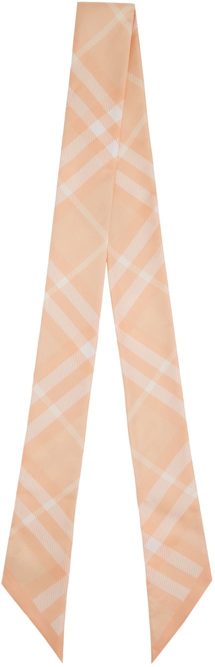 Шарф Burberry Skinny Check Silk Scarf Рожевий | 8083299