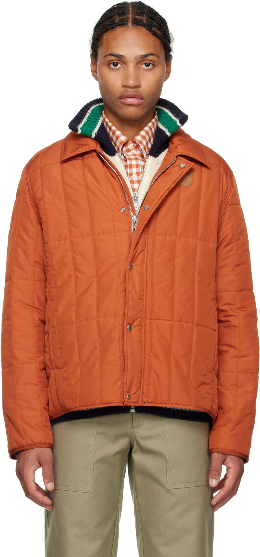 Куртка бомбер MAISON KITSUNÉ Quilted Blouson Jacket Помаранчевий | NM02104WQ4042