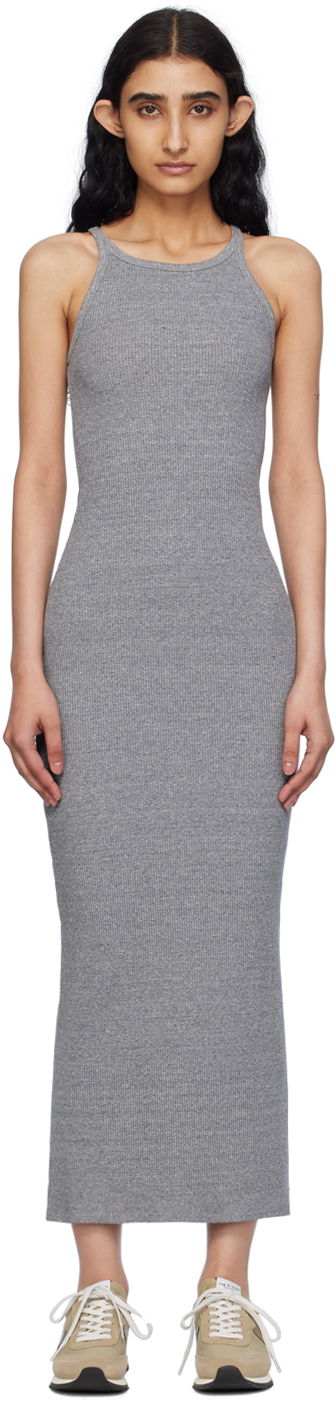 плаття rag & bone Rag & Bone Essential Ribbed Tank Midi Dress Сірий | WCC24S3007CA07