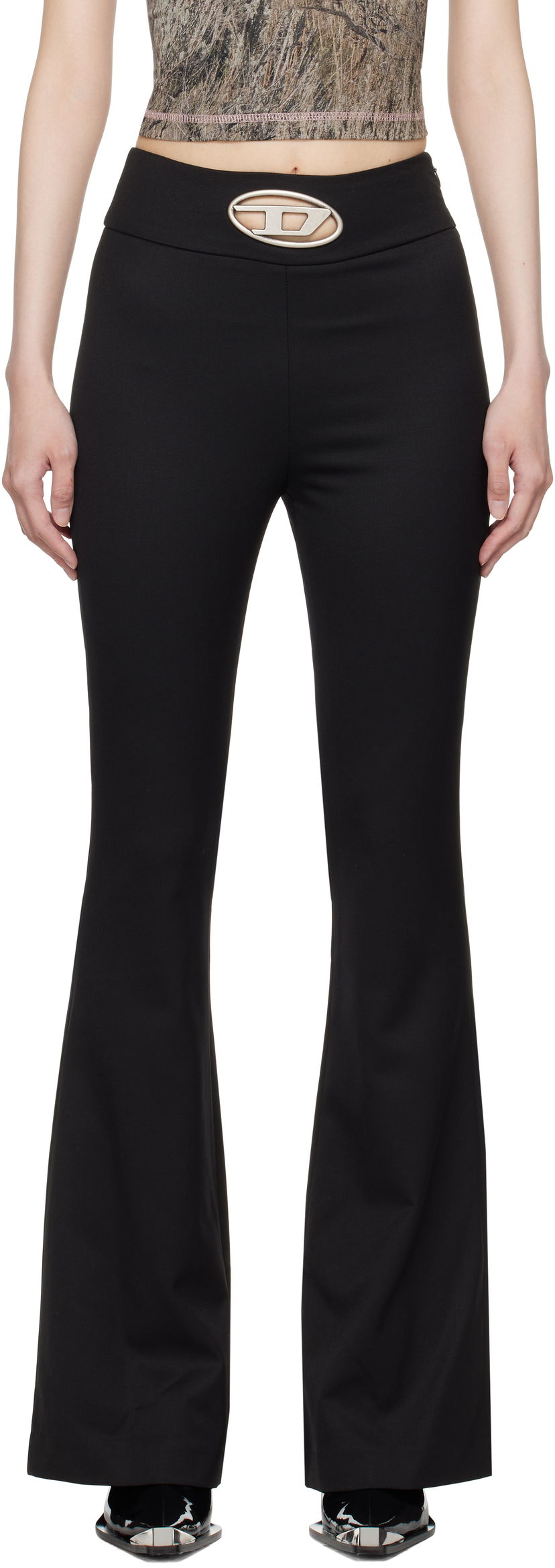 Штани Diesel Black P-Erseus Flare Trousers чорний | A14390 0PHAL