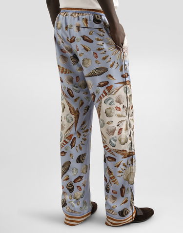 Штани Dolce & Gabbana Dolce & Gabbana Silk Twill Shell-Print Trousers Синій | GVRMATHI1ZBHC5PK, 2