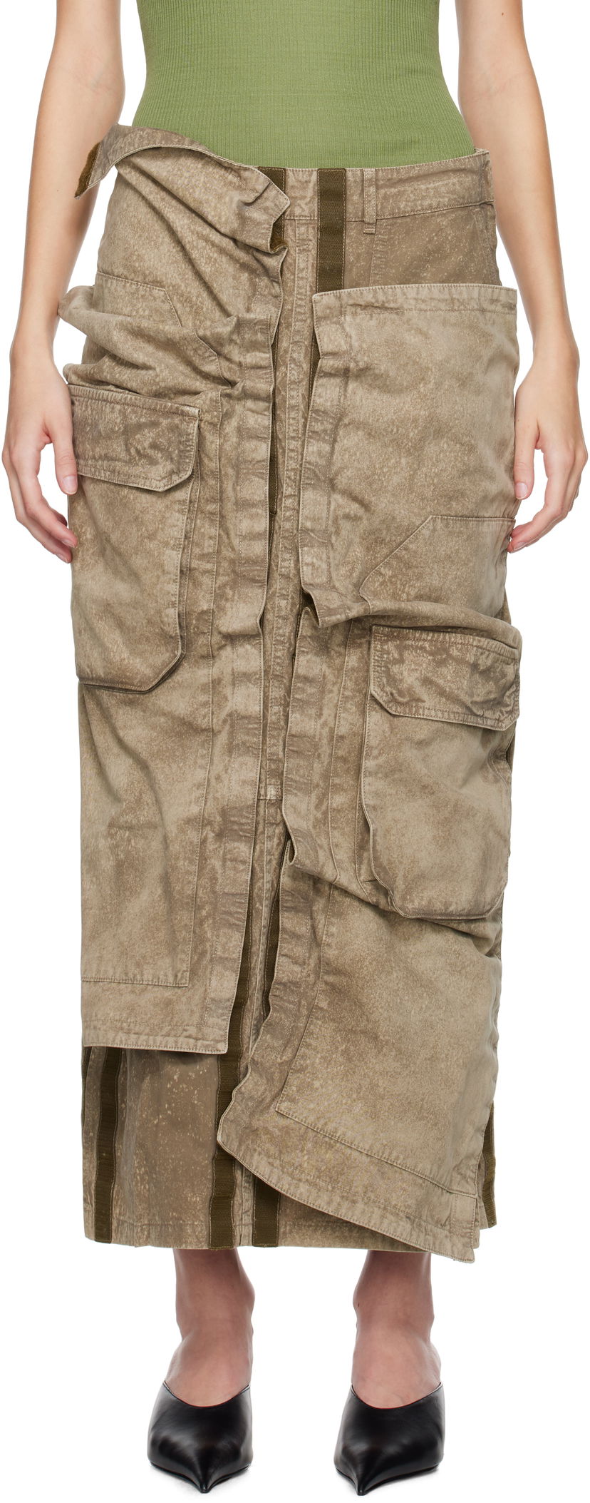 Спідниця Y/PROJECT Khaki Cargo Pocket Midi Skirt бежевий | 103SK001