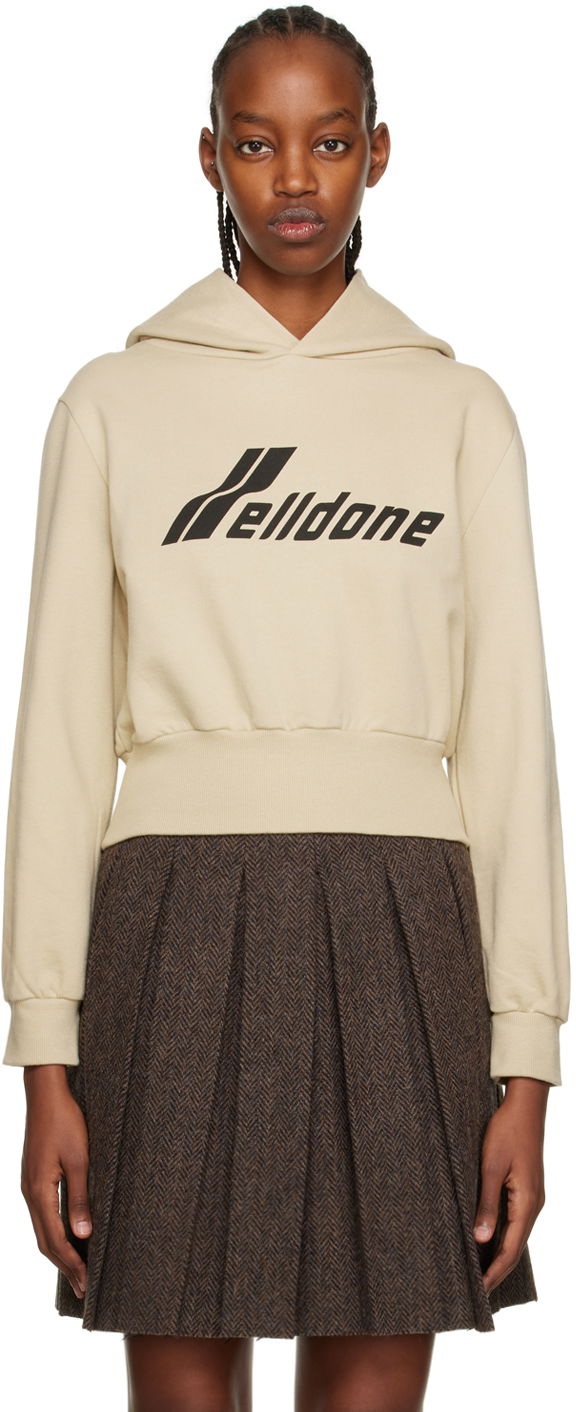 Світшоти We11done Printed Cropped Hoodie бежевий | WD-TH3-22-865-W-BG