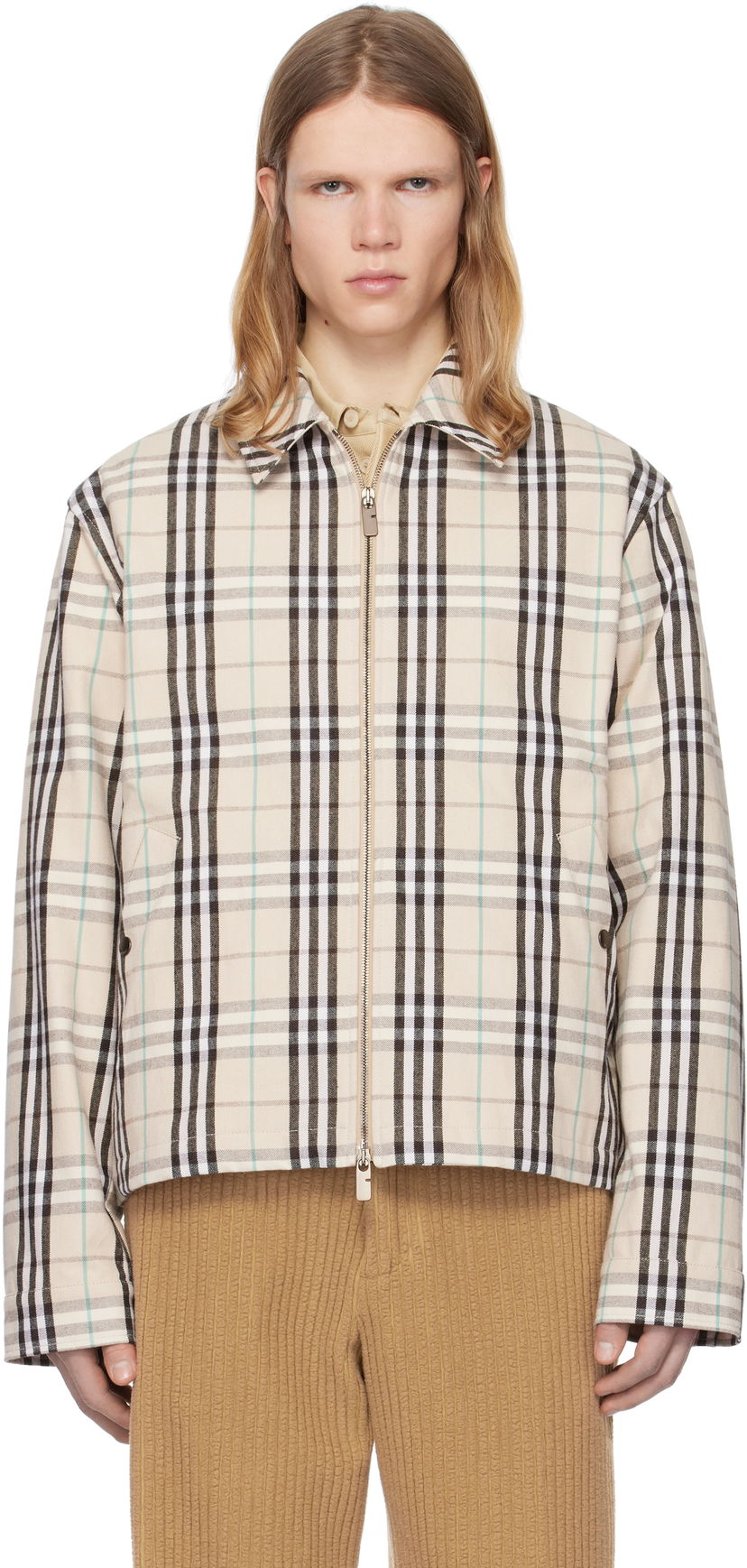 Куртка Burberry Burberry Check Cotton Harrington Jacket бежевий | 8101040