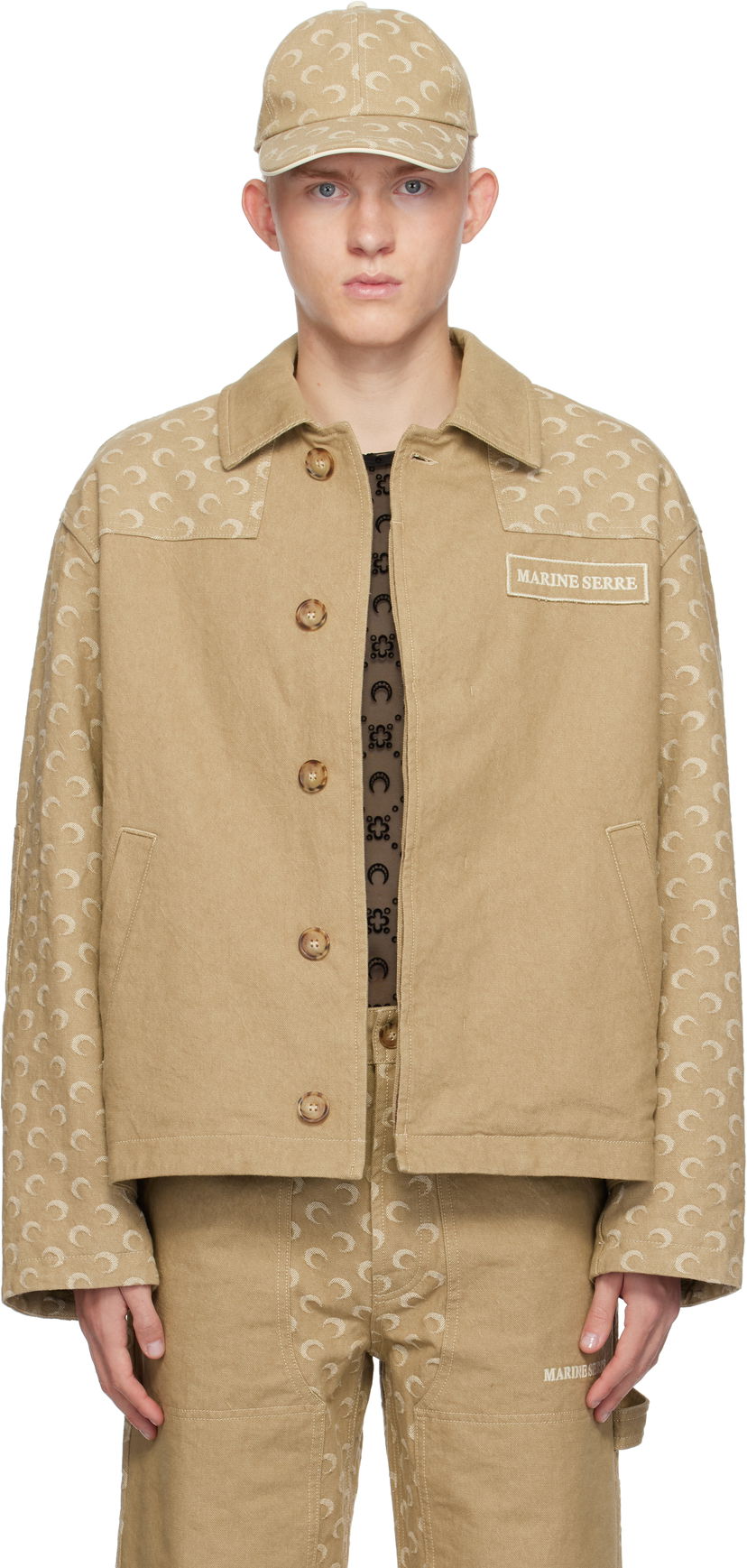 Куртка Marine Serre Chore Twill Jacket бежевий | MJA062A CWOV0036