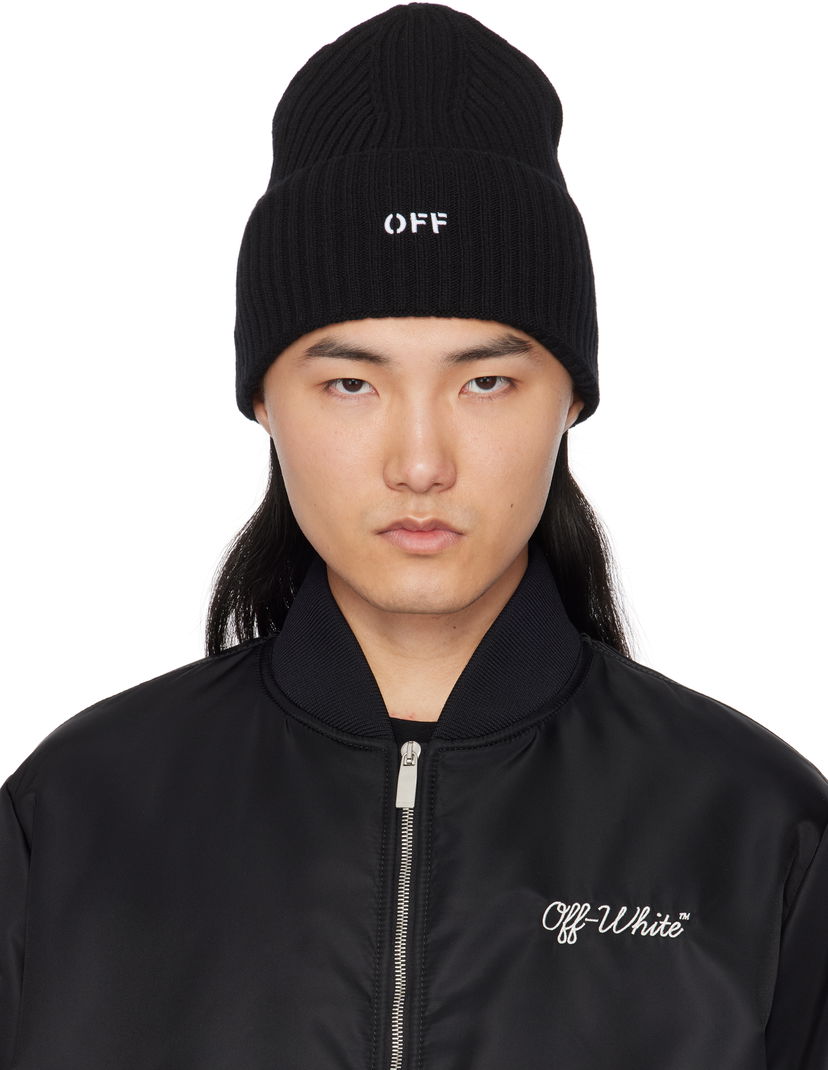 Шапка Off-White Loose Knit Stamp Beanie чорний | OMLC030C99KNI0021001