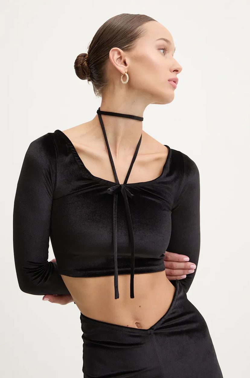 Кроп-топи Fiorucci Long Sleeve Velvet Crop Top чорний | W01FMTLO115VR01BK01