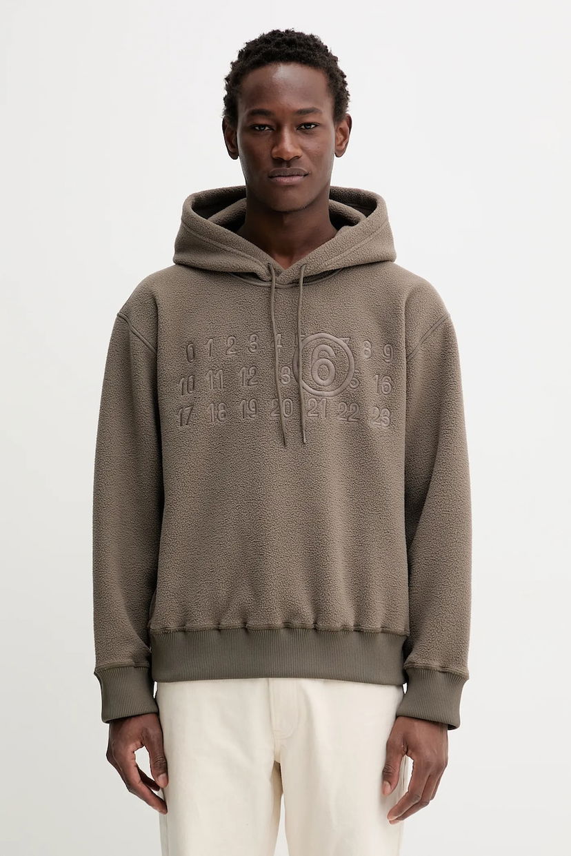 Світшоти Maison Margiela Fleece Hoodie with Embroidered Numbers Коричневий | SH0GU0028.M20126.809