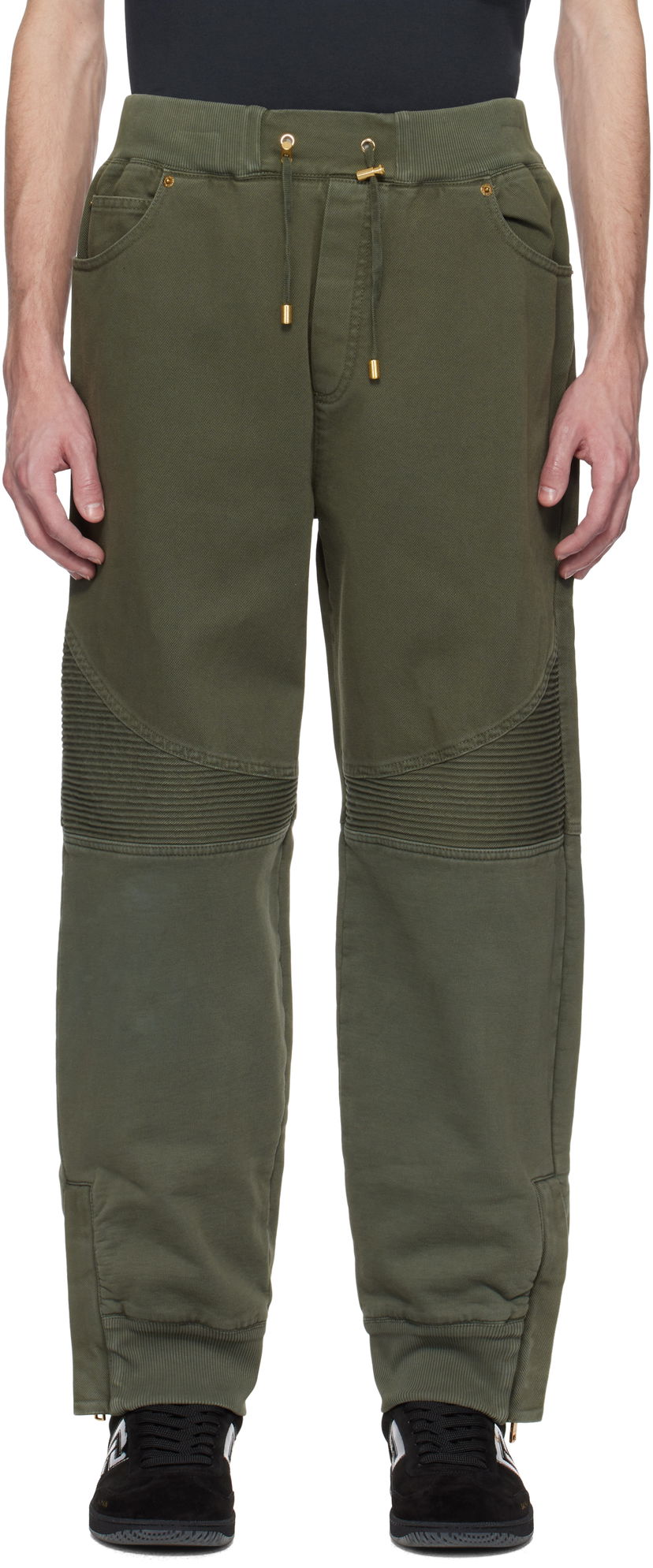 Спортивні штани Balmain Balmain Loose-Fit Denim & Jersey Trousers Зелений | EH1MD045DF43