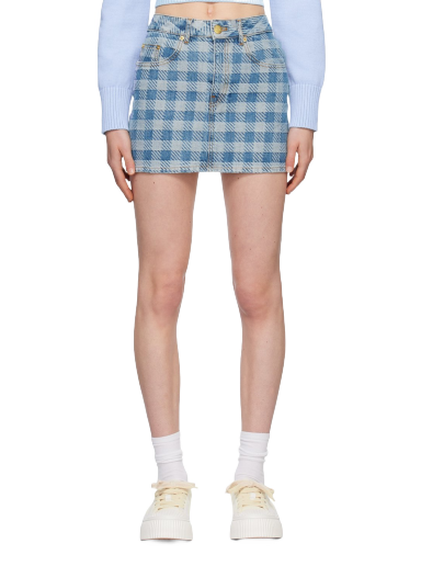 Спідниця AMI Gingham Denim Miniskirt Бірюзовий | FSK011.DE0010