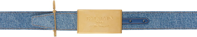 Ремені Balmain Balmain Denim Safety Pin Belt Синій | EN1WJ167TDTW