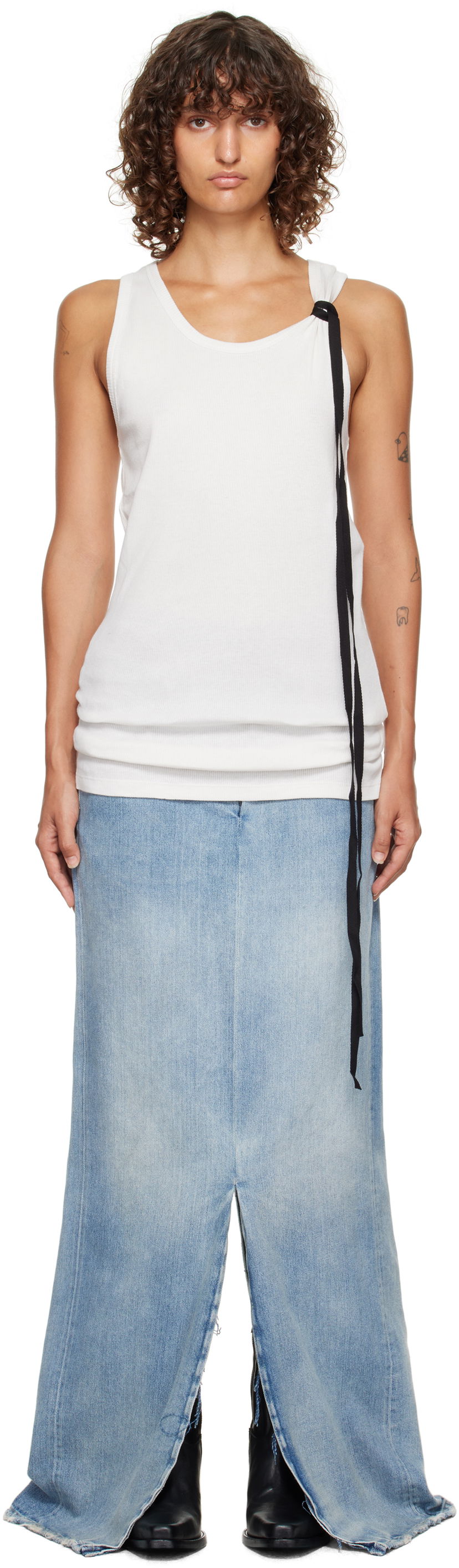 Безрукавка Ann Demeulemeester Ann Demeulemeester Seva Ribbed Tank Top білий | 2520-W-JTO20-FA659-003