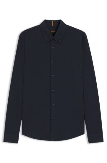 Сорочка BOSS Slim-Fit Cotton Jersey Shirt темно-синій | 50543089