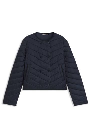 Пуховик BOSS Water-Repellent Double-Breasted Quilted Jacket темно-синій | 50543249