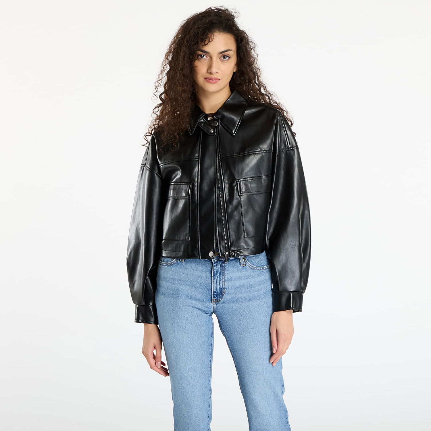 Куртка GUESS Flaminia Crop Pu Jacket чорний | W5BL87WF8P0-JBLK, 0