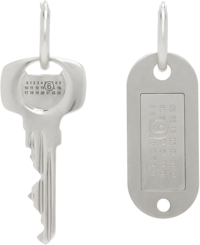 Брелоки Maison Margiela MM6 Maison Margiela Key and Number Tag Earrings Металік | SM6VG0090 P7210