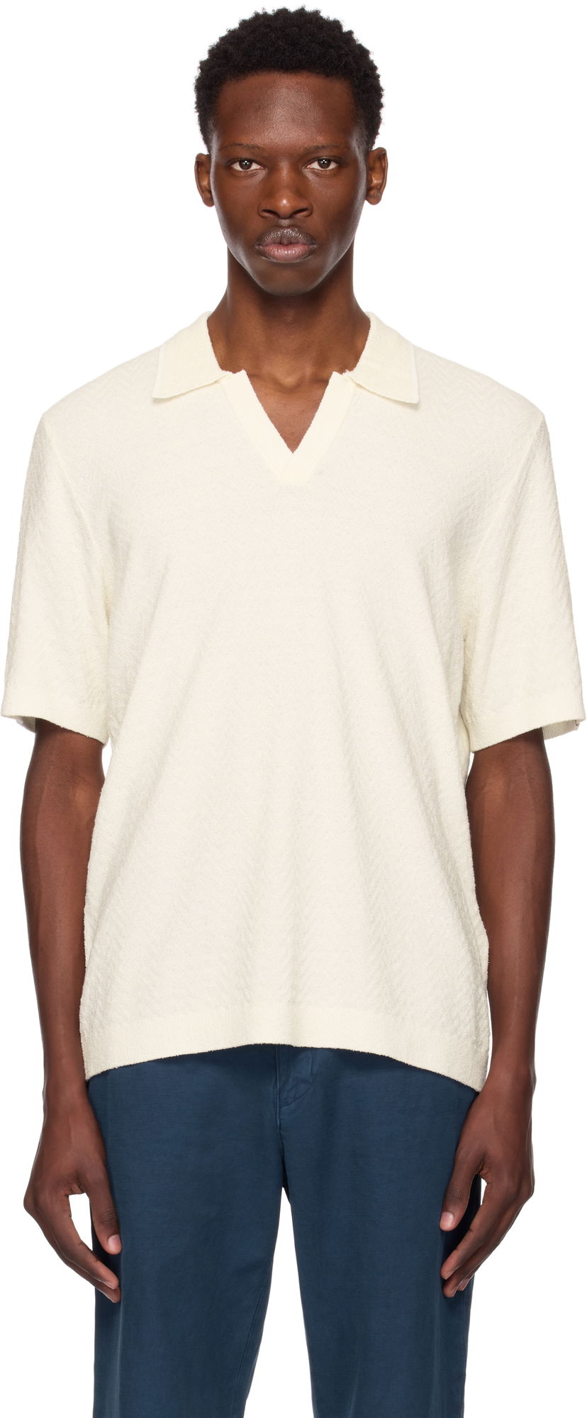 Сорочка поло rag & bone Rag & Bone Zuma Herringbone Knit Polo білий | MBS25P019NC19