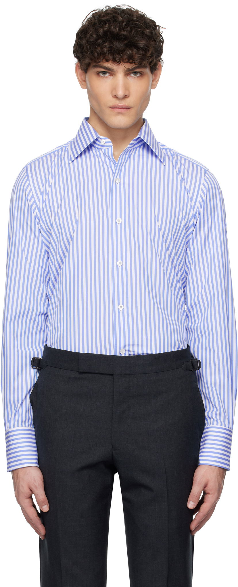 Сорочка Tom Ford TOM FORD Ladder Stripe Slim Fit Shirt Синій | HSBC01-CGP75