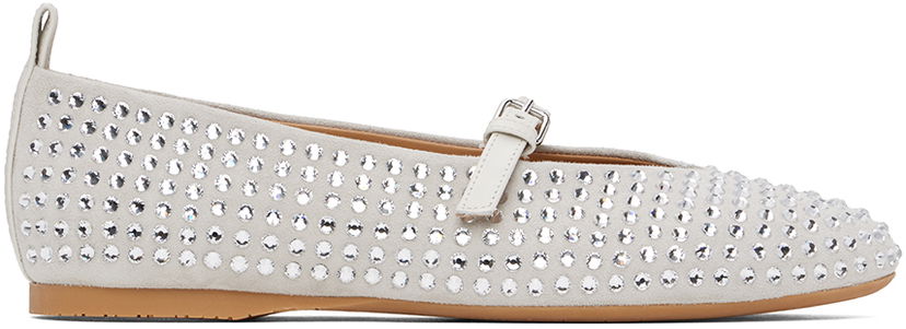 Догляд за взуттям JW Anderson JW Anderson Suede Mary Jane Ballerina Flats Сірий | ANW43052A 20093