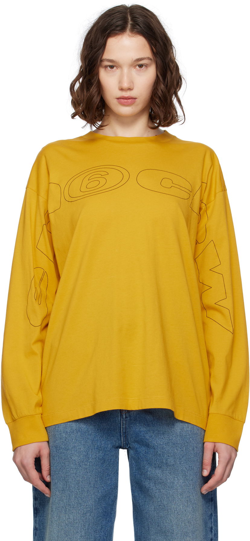 Футболка Maison Margiela MM6 Maison Margiela Long Sleeve T-Shirt Жовтий | SH0NH0017 S24312