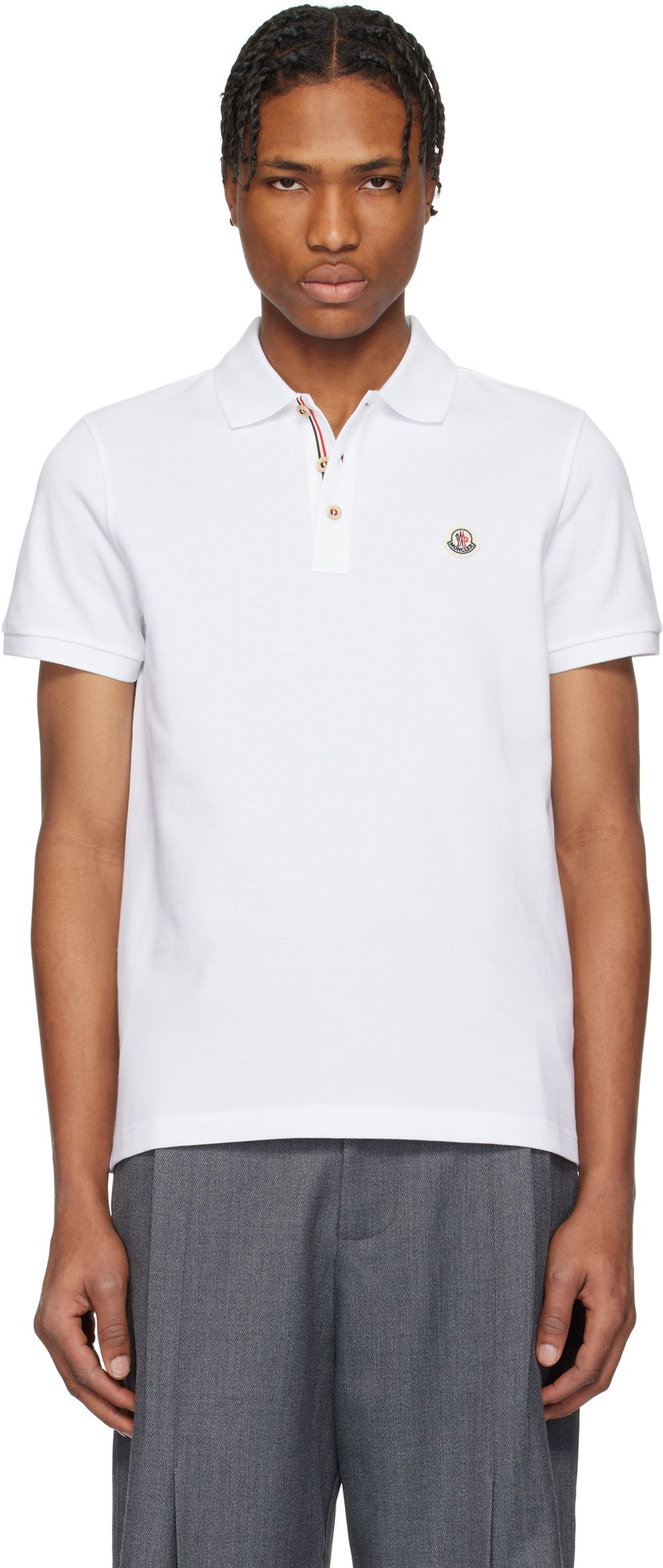 Сорочка поло Moncler Moncler Logo Patch Cotton Polo білий | K10918A0003084556