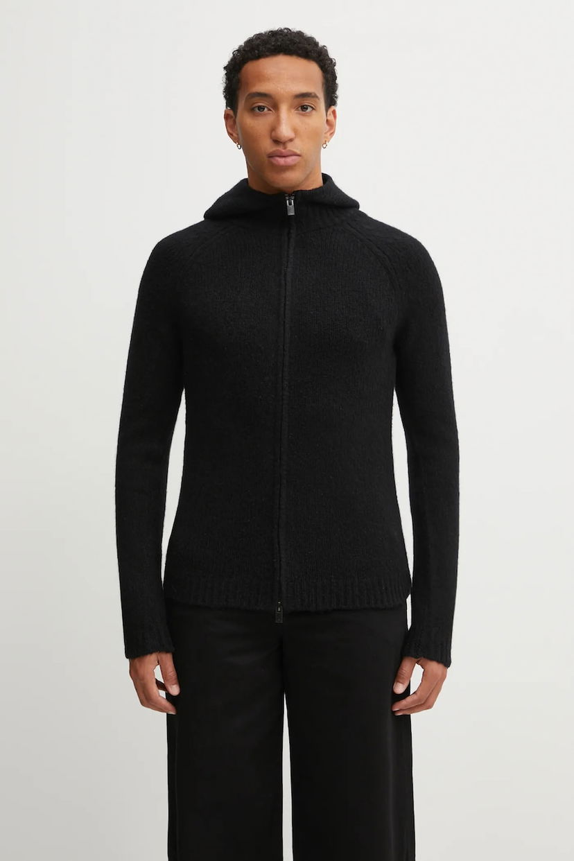 Cветр HELIOT EMIL Heliot Emil Knitted Full-Zip Hooded Cardigan чорний | AW25.M.07.085.BLK01