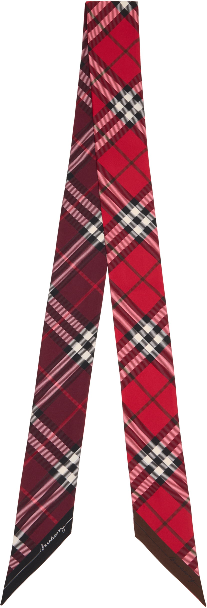 Шарф Burberry Burberry Skinny Contrast Check Silk Scarf Червоний | 8110367