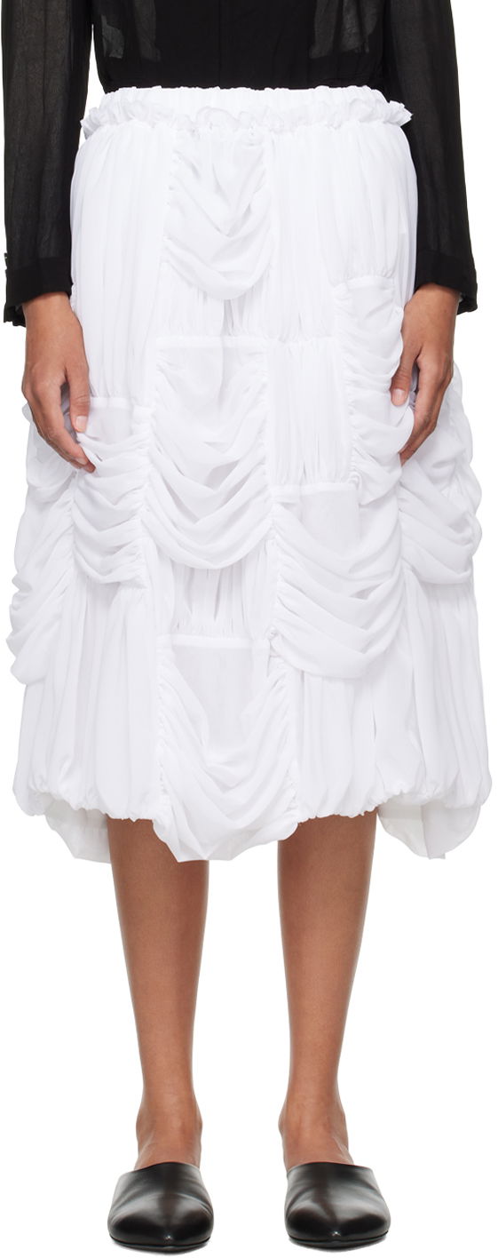 Спідниця Comme des Garçons Comme des Garçons Ruched Midi Skirt білий | RM-S016-051