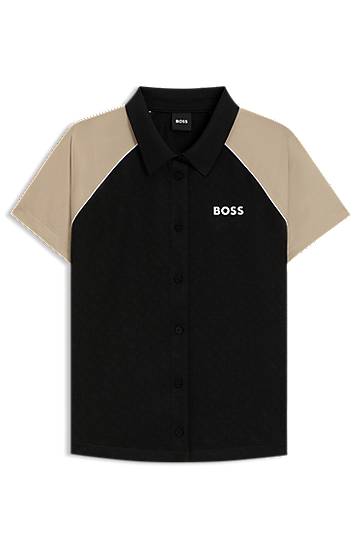 Сорочка BOSS BOSS Active Button-Up Top with Monogram Jacquard Fabric чорний | 50544191