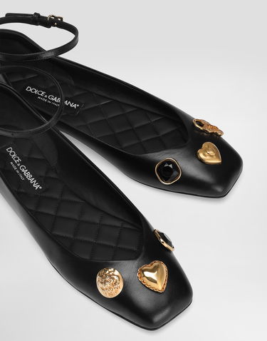 Аксесуари Dolce & Gabbana Dolce & Gabbana Leather Ballet Flats with Embroidered Detail чорний | CB0269AO03380999, 3