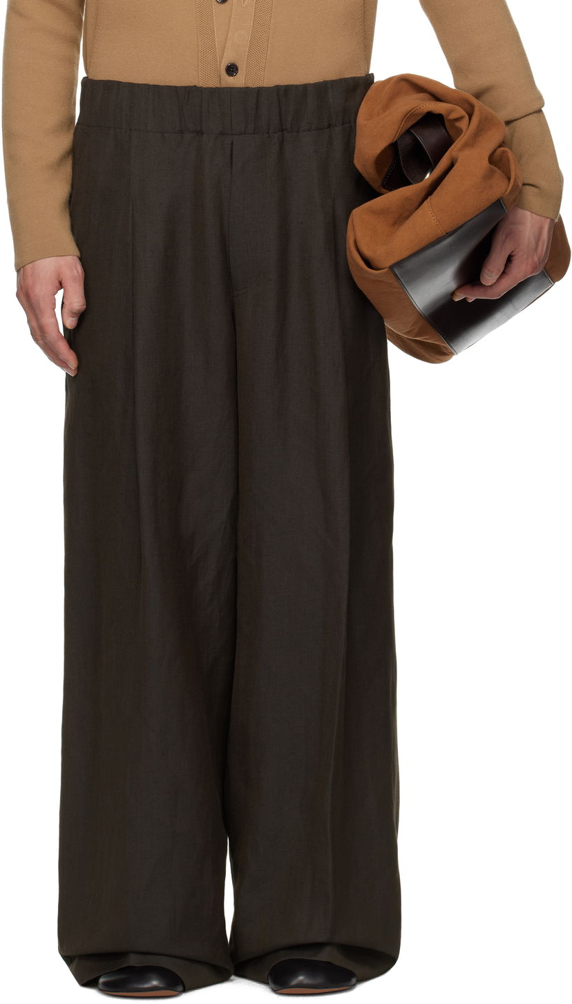 Штани Dries Van Noten Dries Van Noten Drawstring Wide-Leg Trousers Коричневий | 251-020907-1304