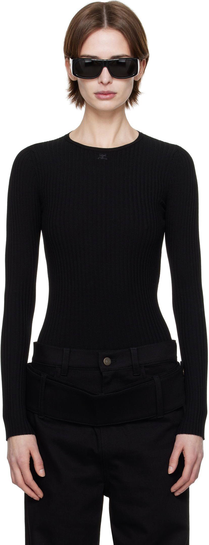 Cветр Courrèges Courrèges Knitted Ribbed Sweater чорний | 125MPU105FI0001