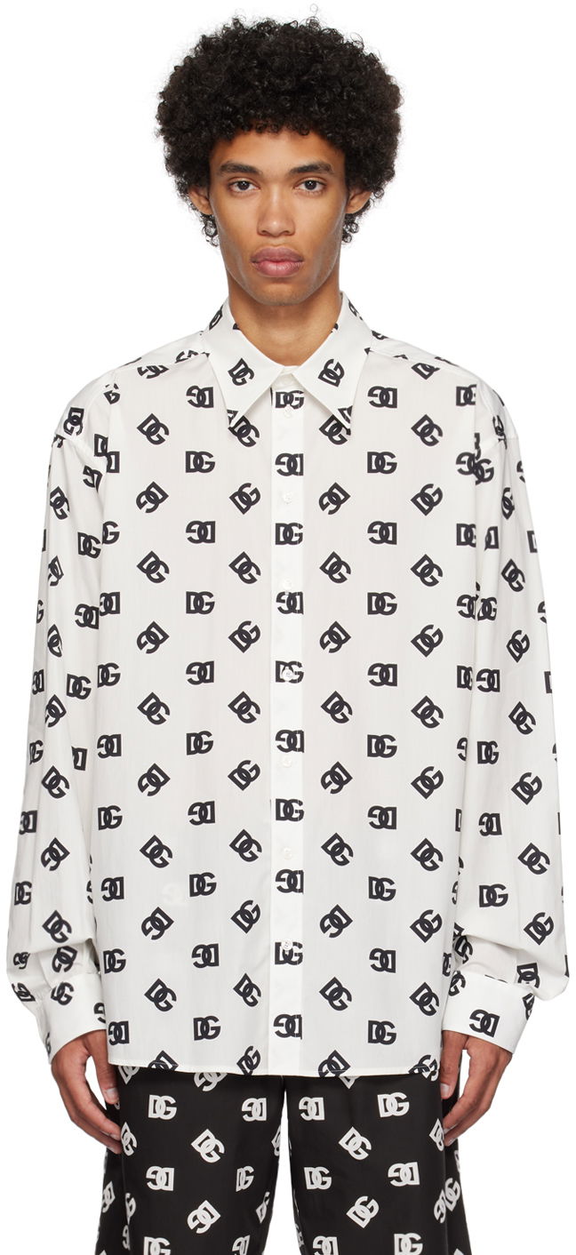 Сорочка Dolce & Gabbana White Monogram Shirt білий | G5IT7THS5OO