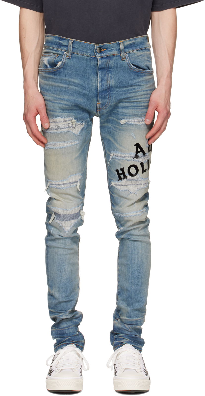 Джинси AMIRI AMIRI 'Hollywood' Repaired Jeans Синій | AMDNSY1152