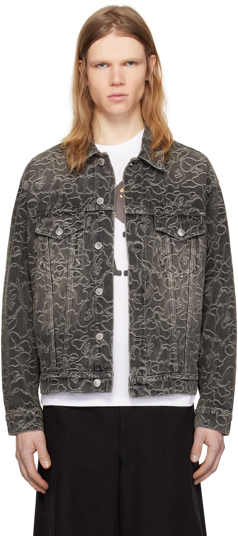 Куртка бомбер BAPE Line Camo Jacquard Denim Jacket чорний | 001LJK801326M