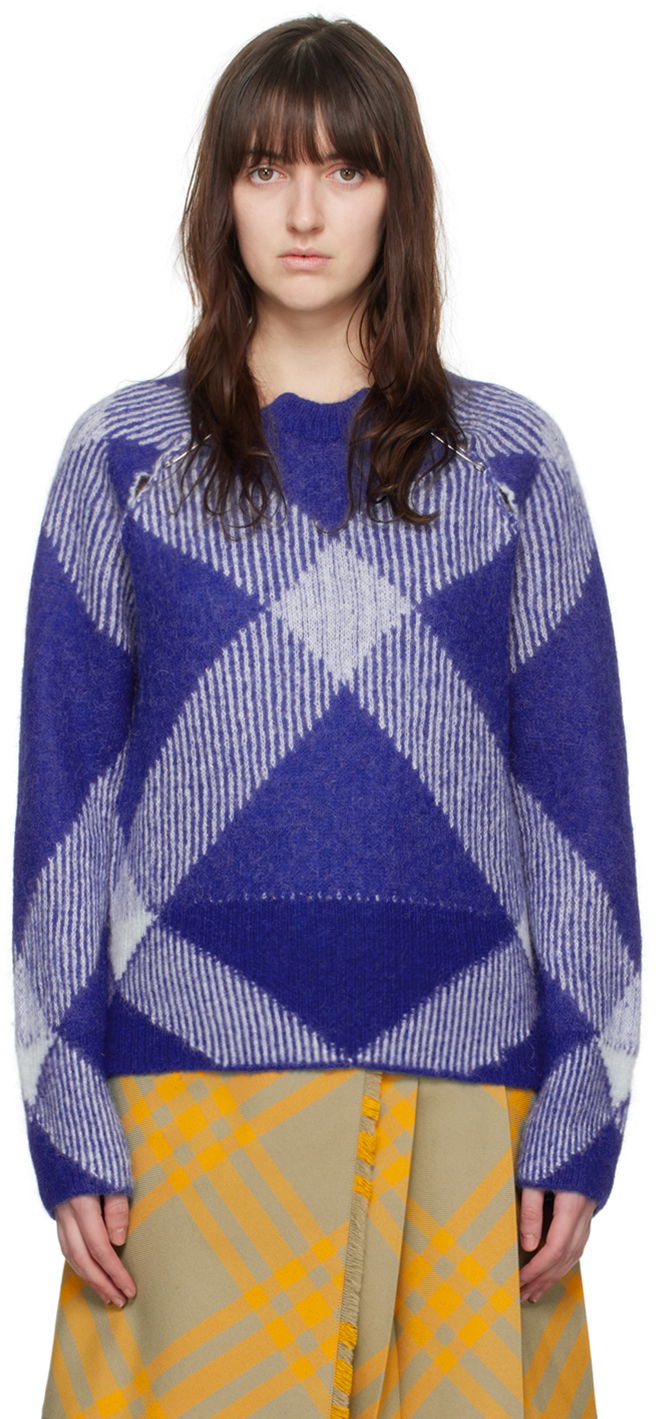 Cветр Burberry Check Sweater Синій | 8076250