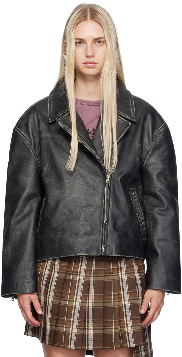 Куртка Acne Studios Studios Distressed Leather Jacket чорний | A70183-