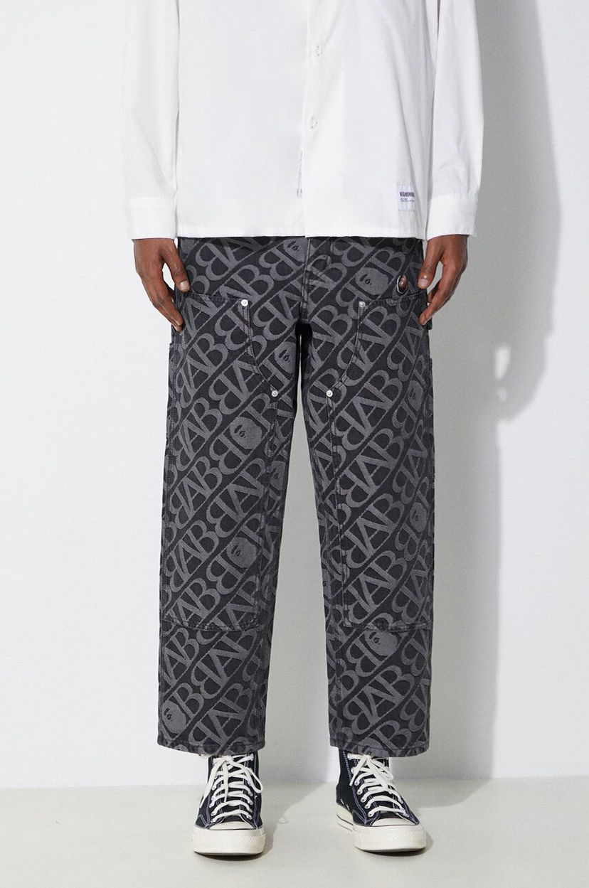 Штани карго BAPE A Bathing Ape Metal One Point Double Knee Denim Work Pants чорний | 1J80150052