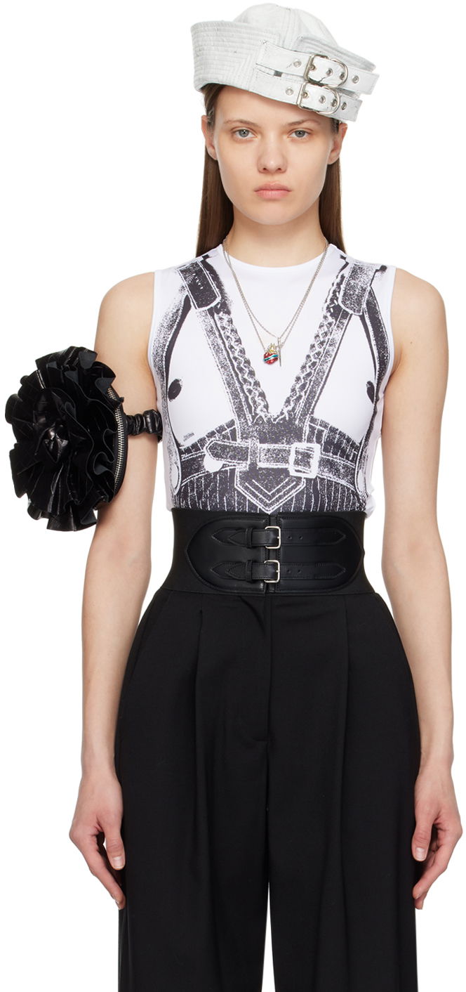 Безрукавка Jean Paul Gaultier Jean Paul Gaultier 'Trompe L'oeil' Printed Tank Top білий | 24/25-U-TO183-J547-0100