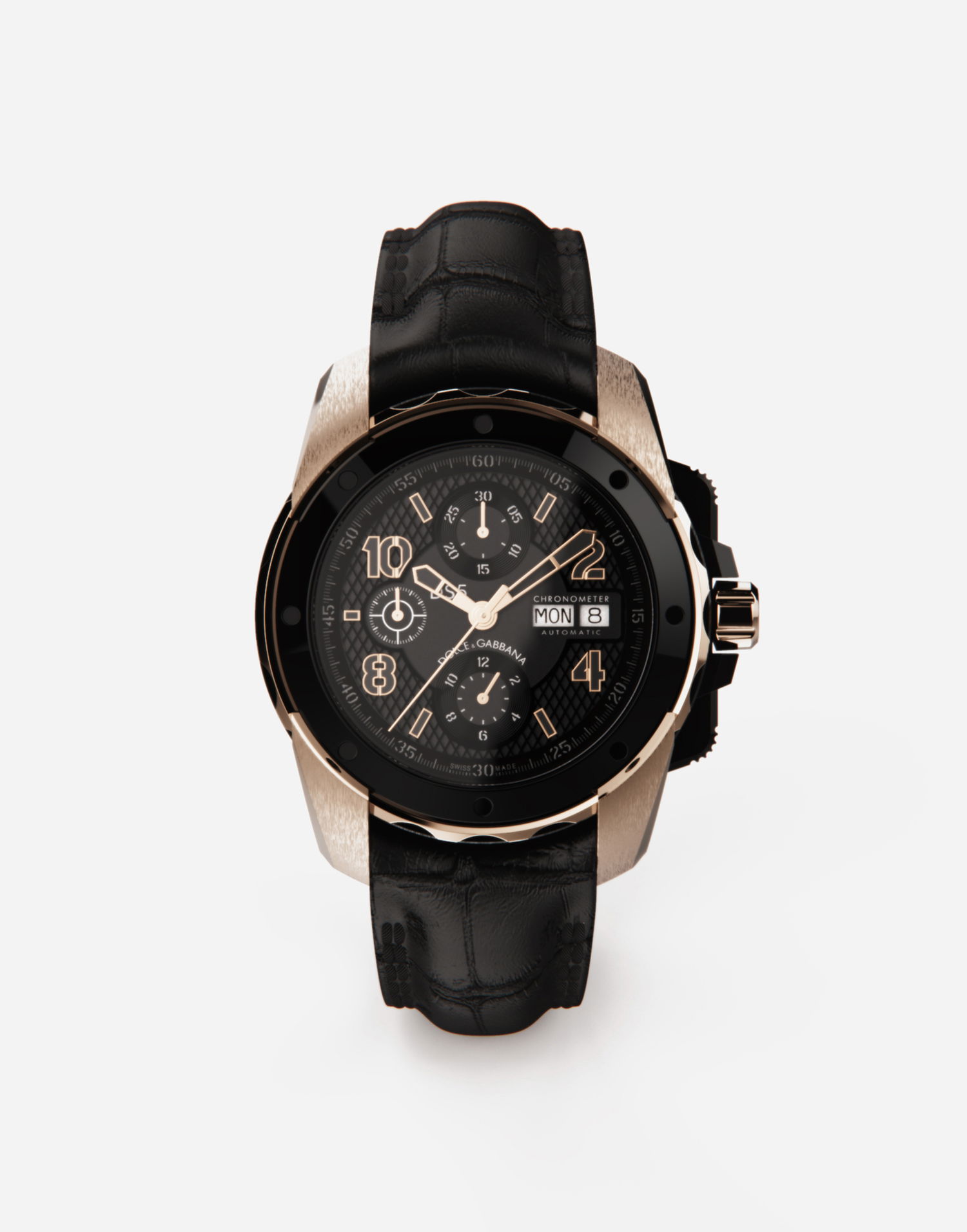 Годинник Dolce & Gabbana Dolce & Gabbana DS5 Chronometer Automatic Watch with Black Alligator Strap Металік | WWES1MWW036N0000, 0