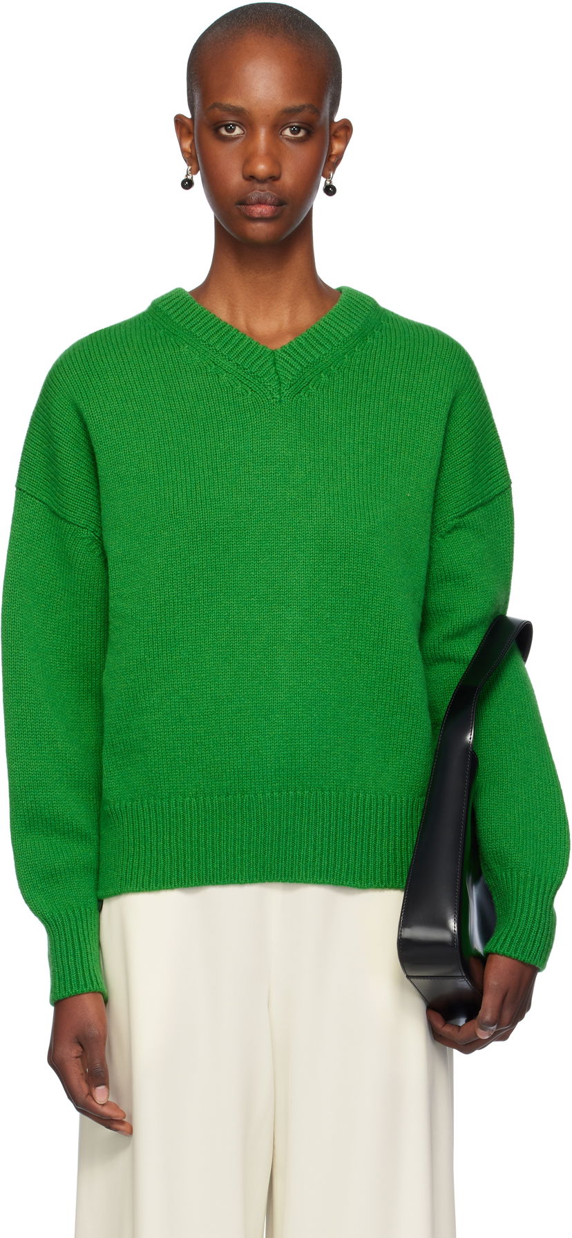 Cветр &Daughter Slouch V-Neck Sweater Зелений | F2205